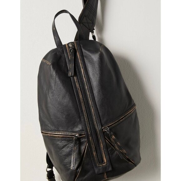Free People Handbags - Free People West End Black Leather Backpack New